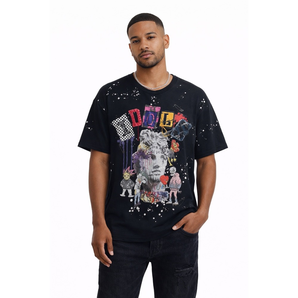 Smoke Rise Men's Graphic‎ Print T-Shirt Statue Streetwear XLarge XL